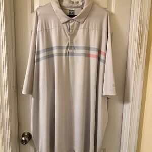 Callaway Mens Opti Dri Performance Polo Big & Tall 5XLT White Blue Pink Stripes